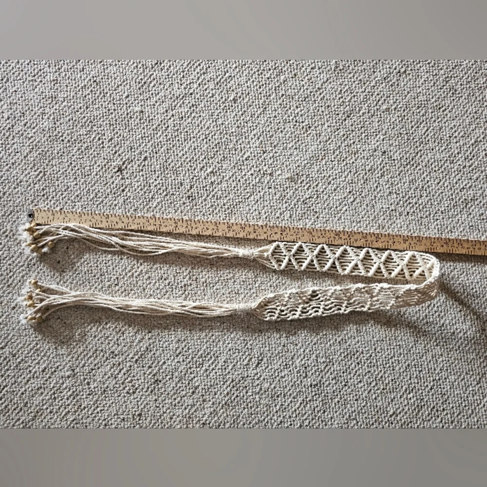 Macrame Tassel Tie Belt With Wooden Beads